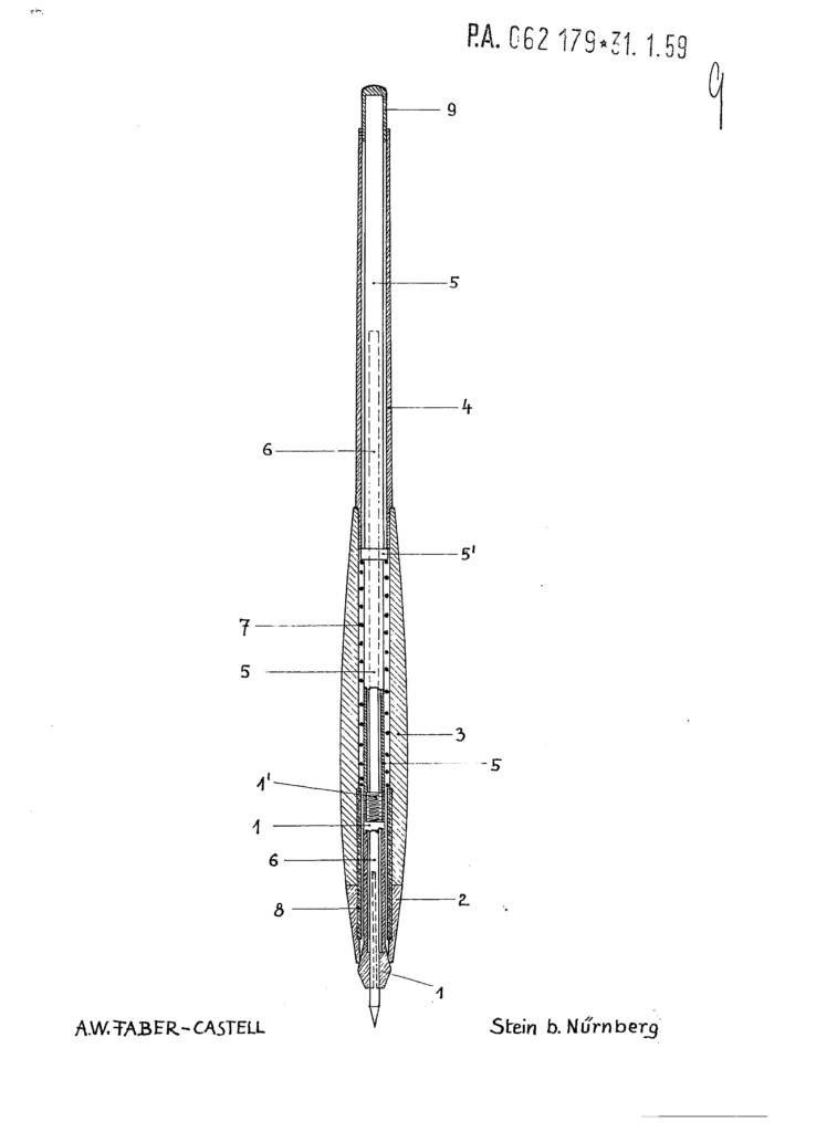 Faber-Castell Tekagraph 9603 mechanical pencil patent drawing