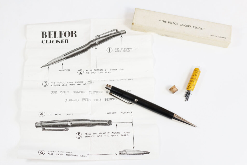 Belfor Clicker mechanical pencil with box, instructions and spare leads
