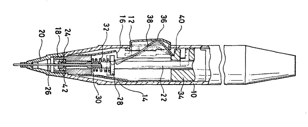 Mitsubishi Pecker side-knock mechanical pencil patent drawing