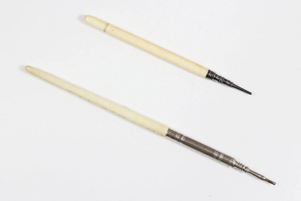 Early mechanical pencils from 19th century drawing instrument set