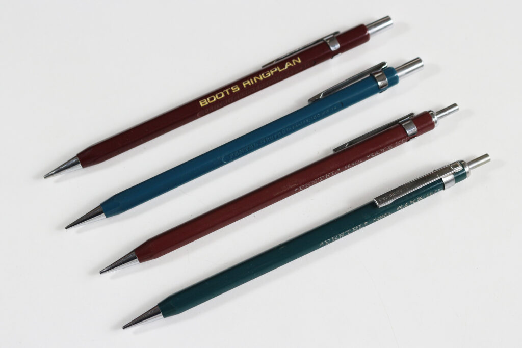Two Pentel Sharp 9 pencils and two original Pentel Pencils