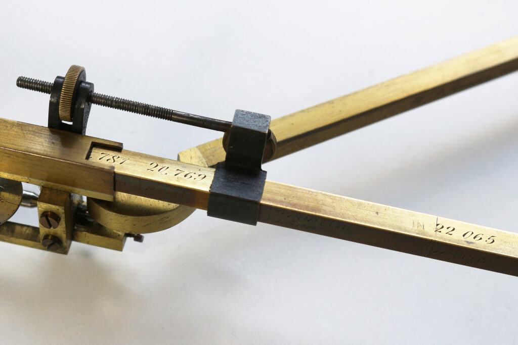 Early Stanley brass polar planimeter tracer arm notch detail