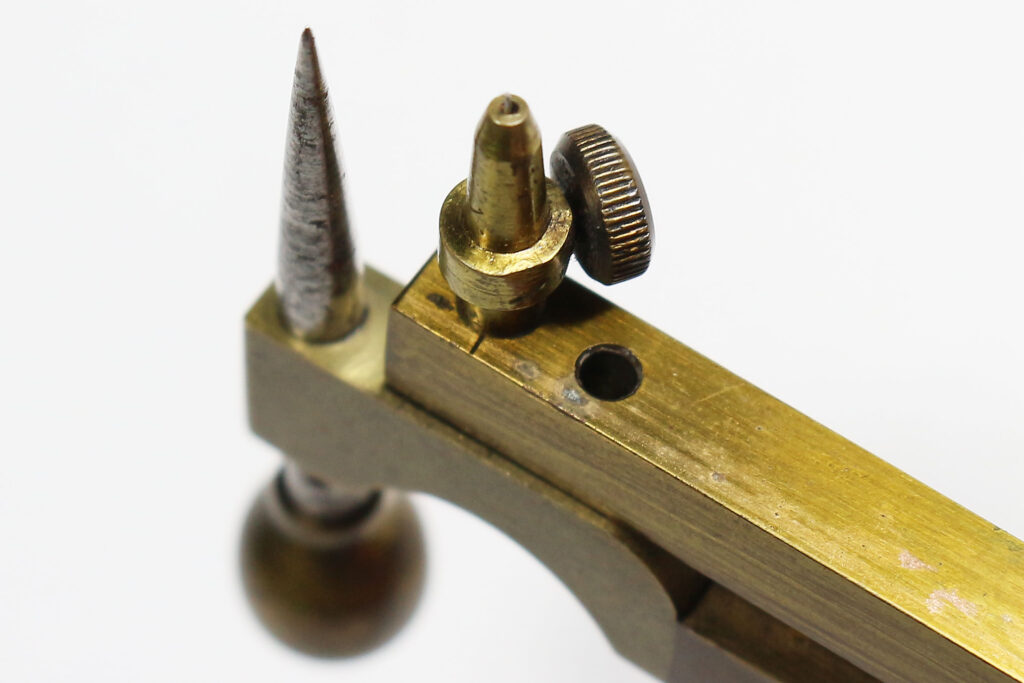 Stanley 1860s polar planimeter scribed alignment mark for needle assembly