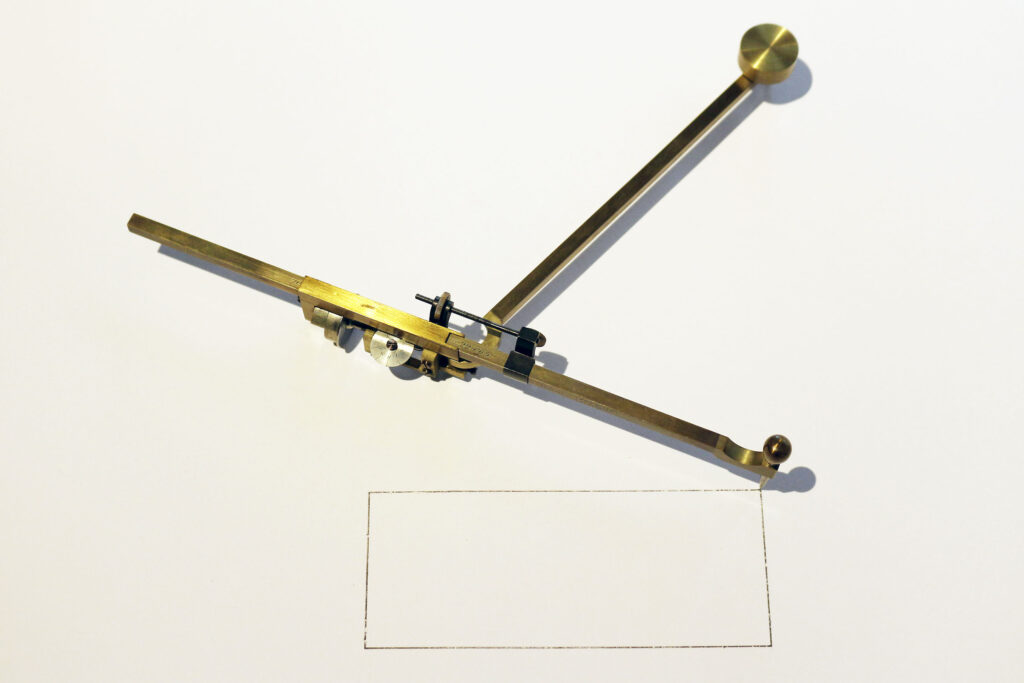 Stanley 1860s polar planimeter 10 square inch test area