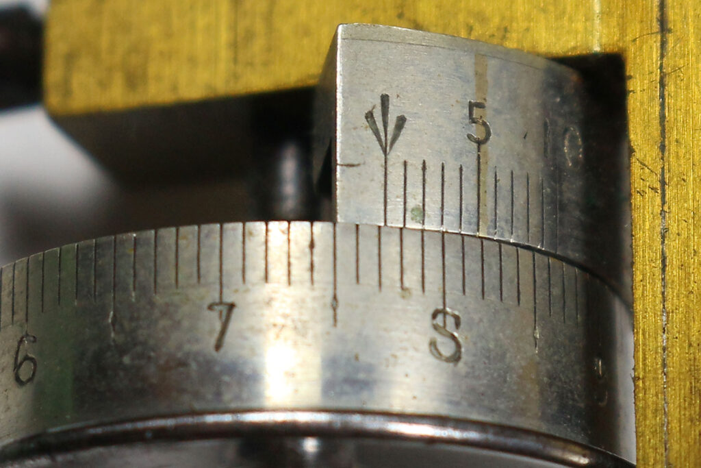 Stanley 1860s polar planimeter zero arrow symbol on vernier