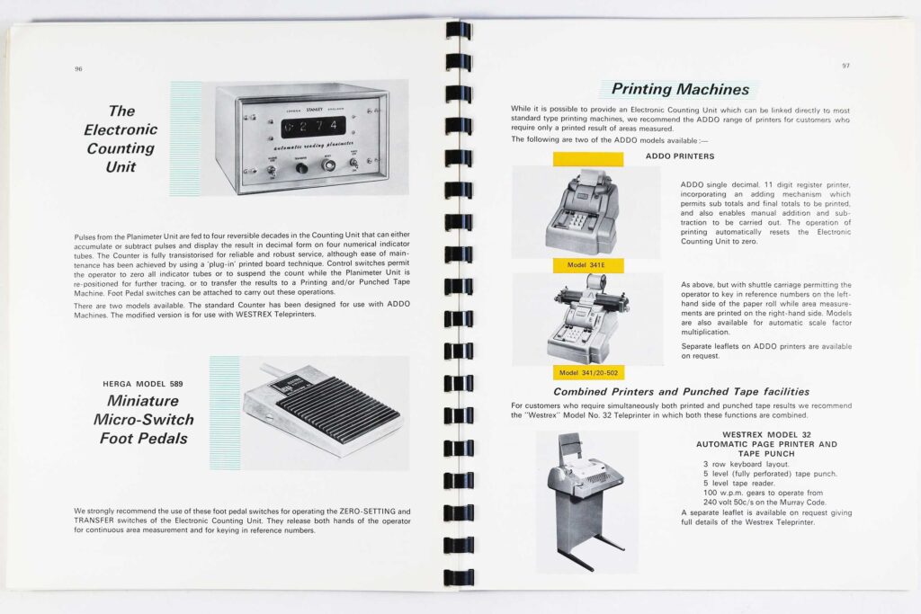 New planimeter accessories in Stanley's 1966 catalogue