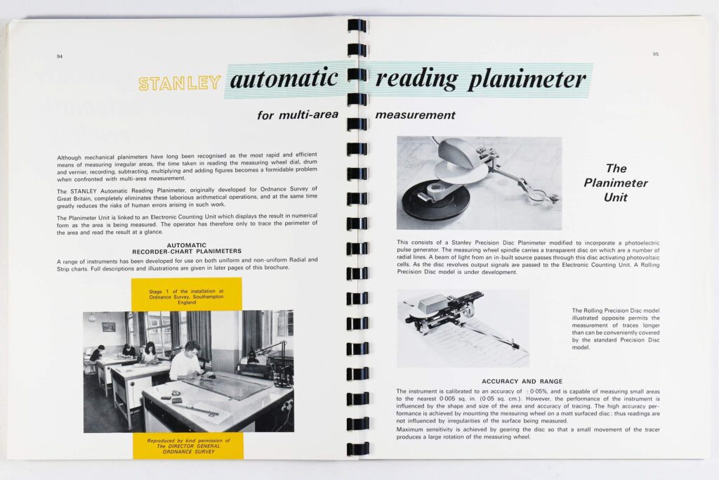 New automatic reading planimeters in Stanley's 1966 catalogue
