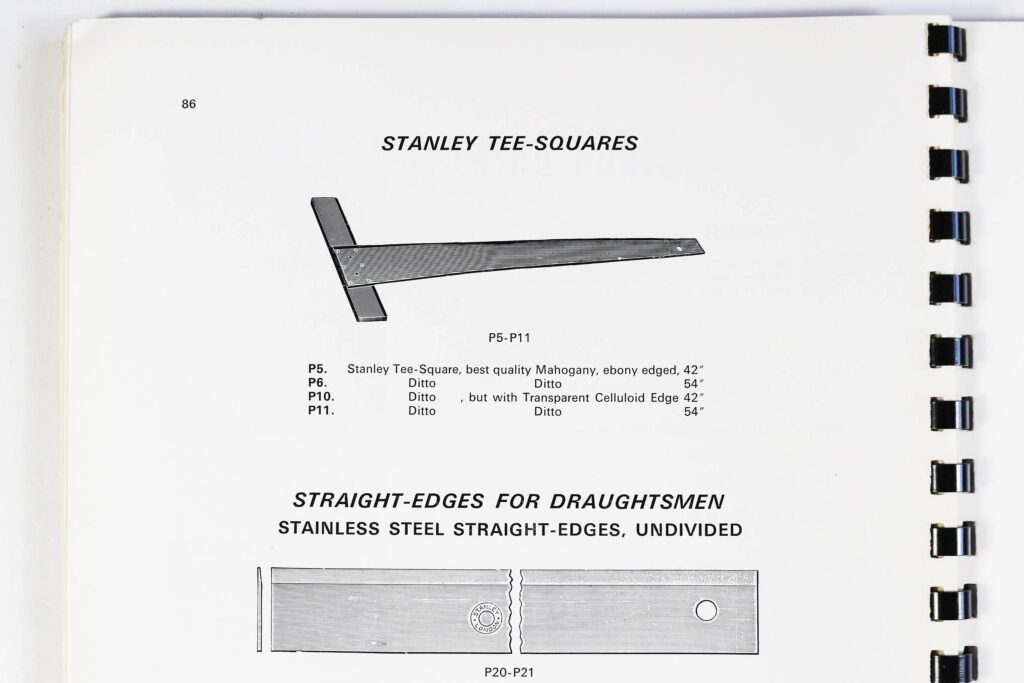 Stanley tee-squares in the 1966 catalogue