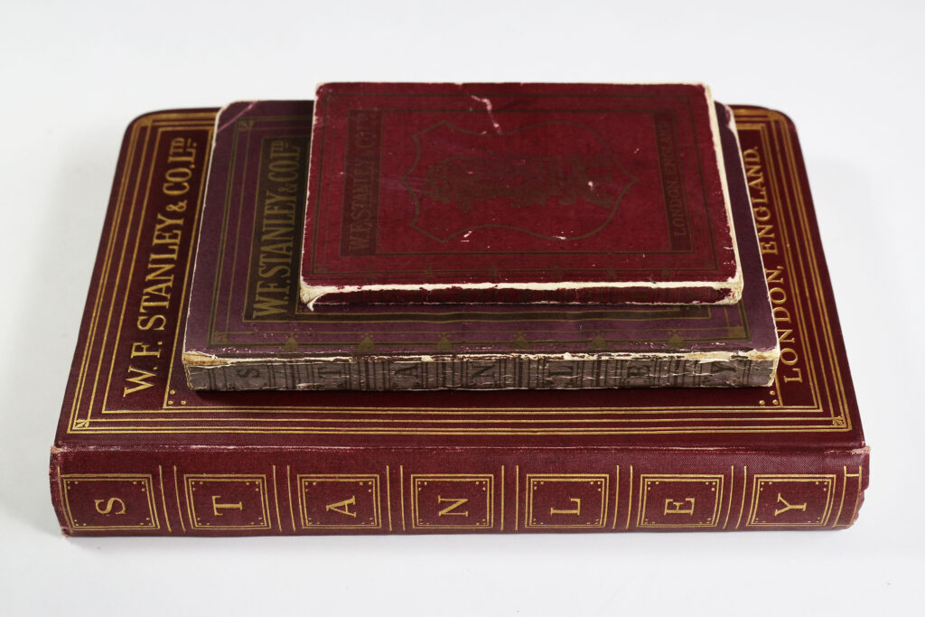 Three sizes of Stanley catalogue - view of spines