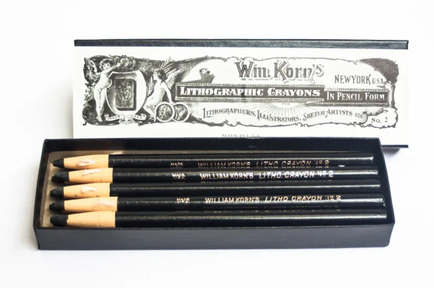 Box of Wm. Korn's Lithographic Crayons in Pencil Form
